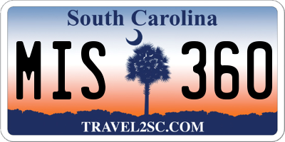 SC license plate MIS360