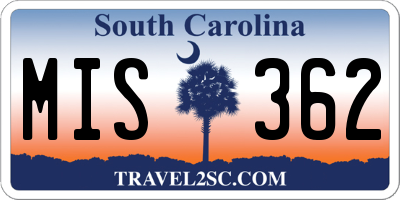 SC license plate MIS362