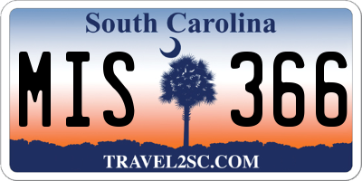SC license plate MIS366