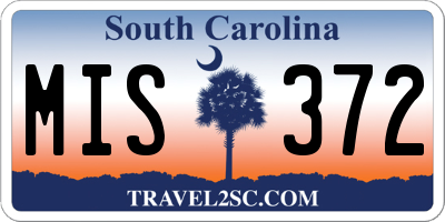 SC license plate MIS372