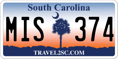 SC license plate MIS374