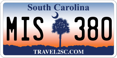 SC license plate MIS380