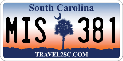 SC license plate MIS381