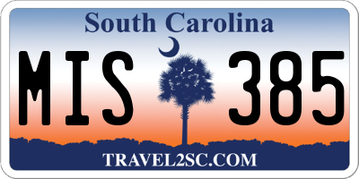 SC license plate MIS385