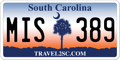 SC license plate MIS389
