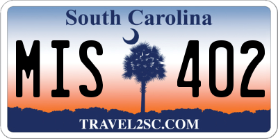 SC license plate MIS402