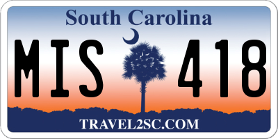 SC license plate MIS418