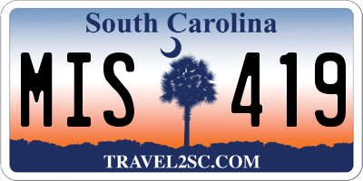 SC license plate MIS419