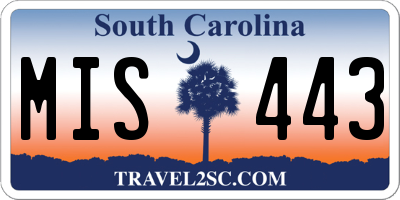 SC license plate MIS443