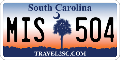 SC license plate MIS504