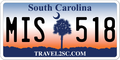 SC license plate MIS518