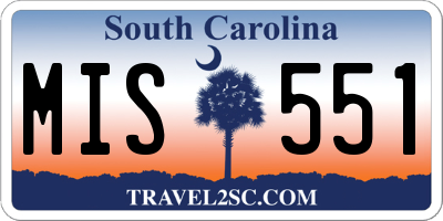 SC license plate MIS551