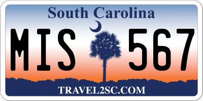 SC license plate MIS567