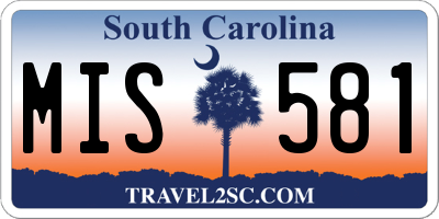 SC license plate MIS581