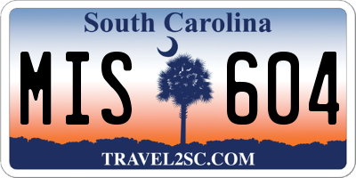 SC license plate MIS604