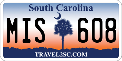 SC license plate MIS608