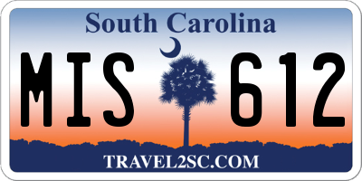 SC license plate MIS612