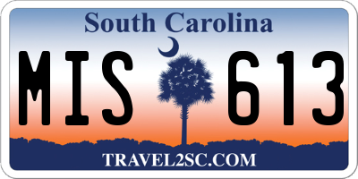 SC license plate MIS613