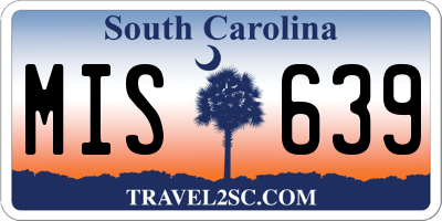 SC license plate MIS639
