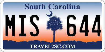 SC license plate MIS644
