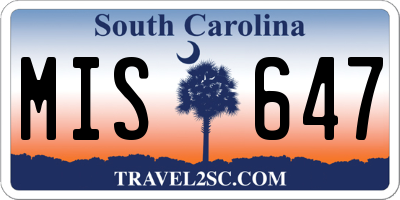 SC license plate MIS647