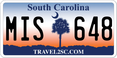 SC license plate MIS648