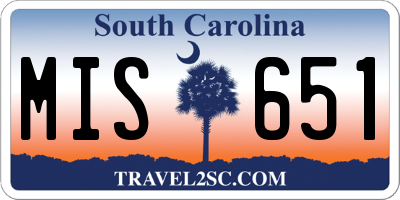 SC license plate MIS651