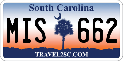 SC license plate MIS662