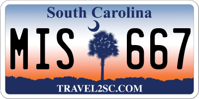 SC license plate MIS667