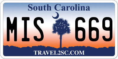 SC license plate MIS669