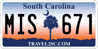 SC license plate MIS671