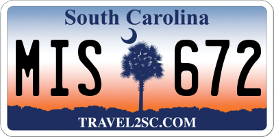 SC license plate MIS672