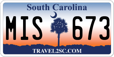 SC license plate MIS673