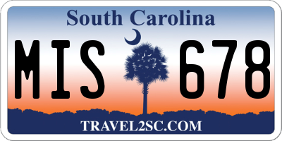 SC license plate MIS678