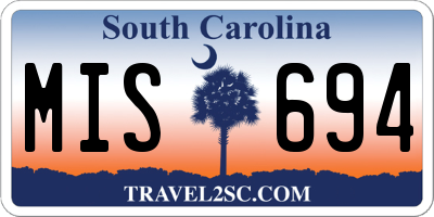 SC license plate MIS694
