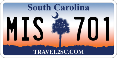 SC license plate MIS701