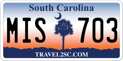 SC license plate MIS703
