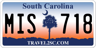 SC license plate MIS718