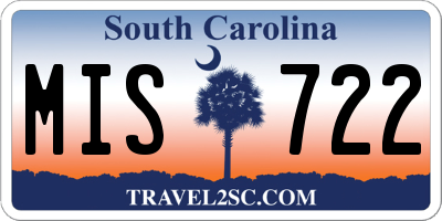 SC license plate MIS722