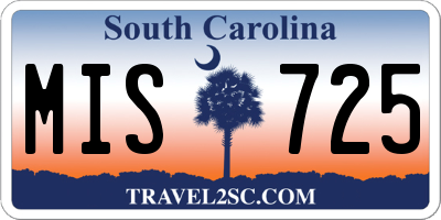 SC license plate MIS725