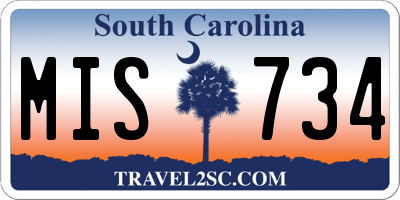 SC license plate MIS734