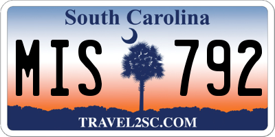 SC license plate MIS792