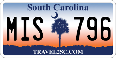 SC license plate MIS796