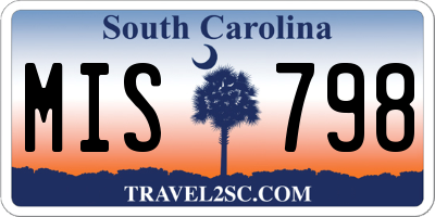 SC license plate MIS798