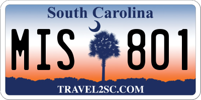 SC license plate MIS801