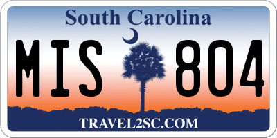 SC license plate MIS804