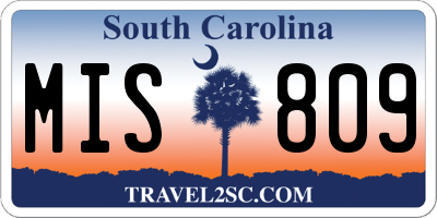 SC license plate MIS809
