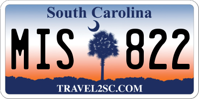 SC license plate MIS822