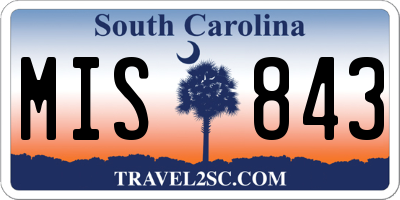 SC license plate MIS843