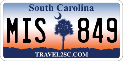 SC license plate MIS849